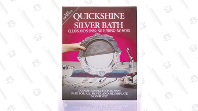 Boil enough water to submerge your silver, add Quick Shine, and let it do all the work. You may need to spot treat a spot or two at the end, but this is the least labor-intensive way to polish silver.